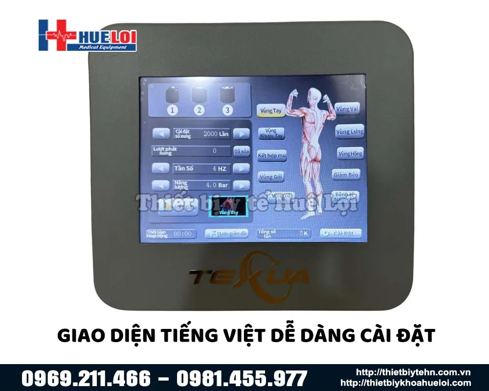 Giao diện máy xung kích trị liệu TEXUA T301