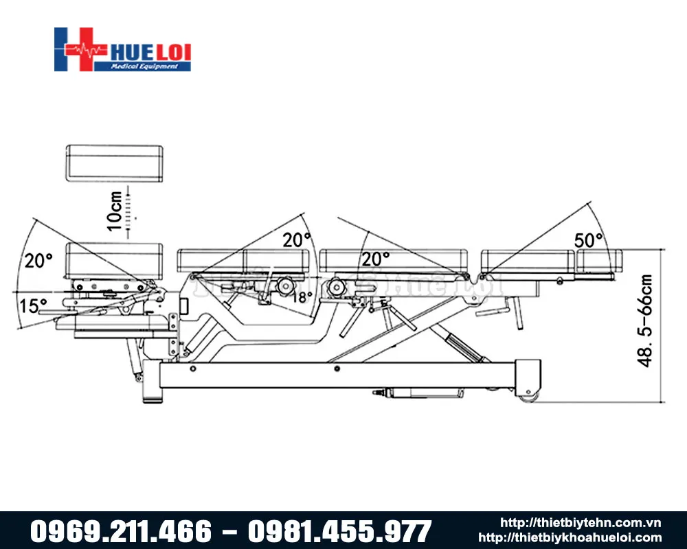 Tổng quan về góc độ điều chỉnh giường tác động cột sống EL08B