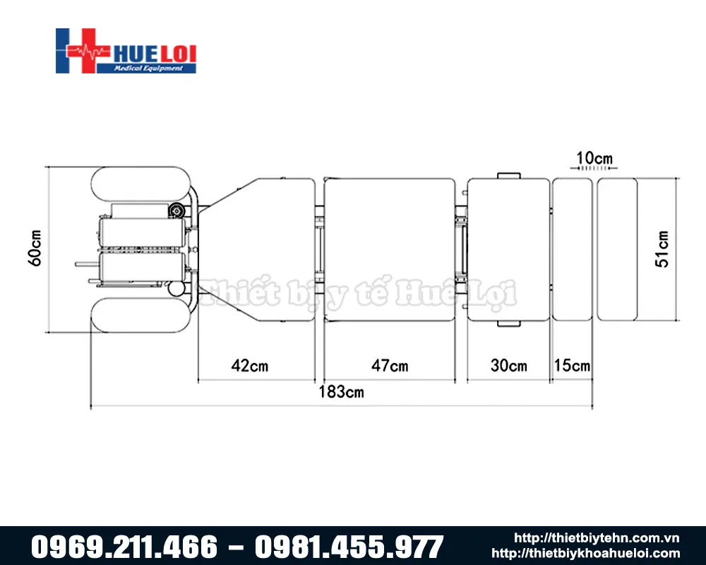 Kích thước giường nắn chỉnh cột sống toàn thân model EL08B