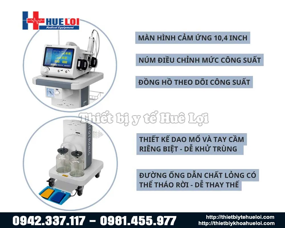 Cấu trúc máy caremaster cắt bỏ vết thương bằng sóng siêu âm