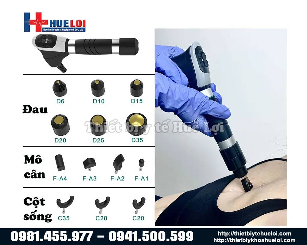 Đầu trị liệu máy xung kích kết hợp nắn chỉnh cột sống cao cấp