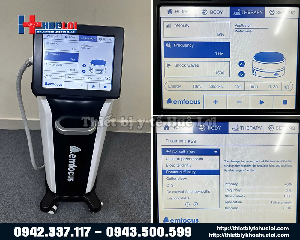 Máy trị liệu bằng sóng xung kích hội tụ cao cấp emfocus