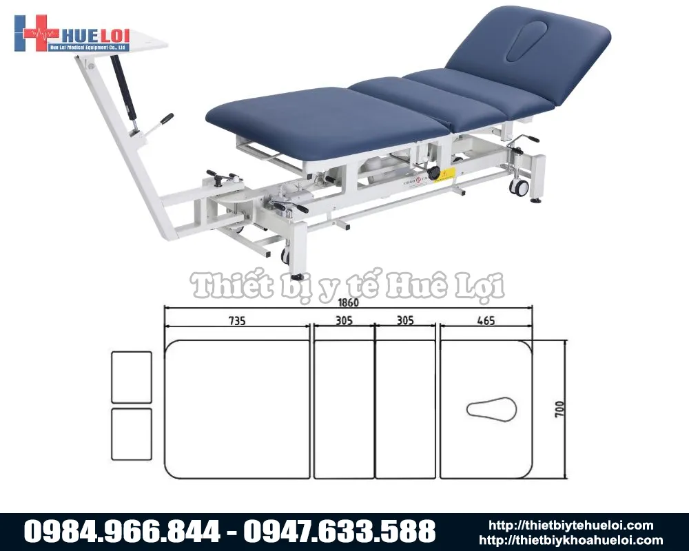 Thông số kỹ thuật giường kéo giãn cột sống lưng cổ CY-C101F
