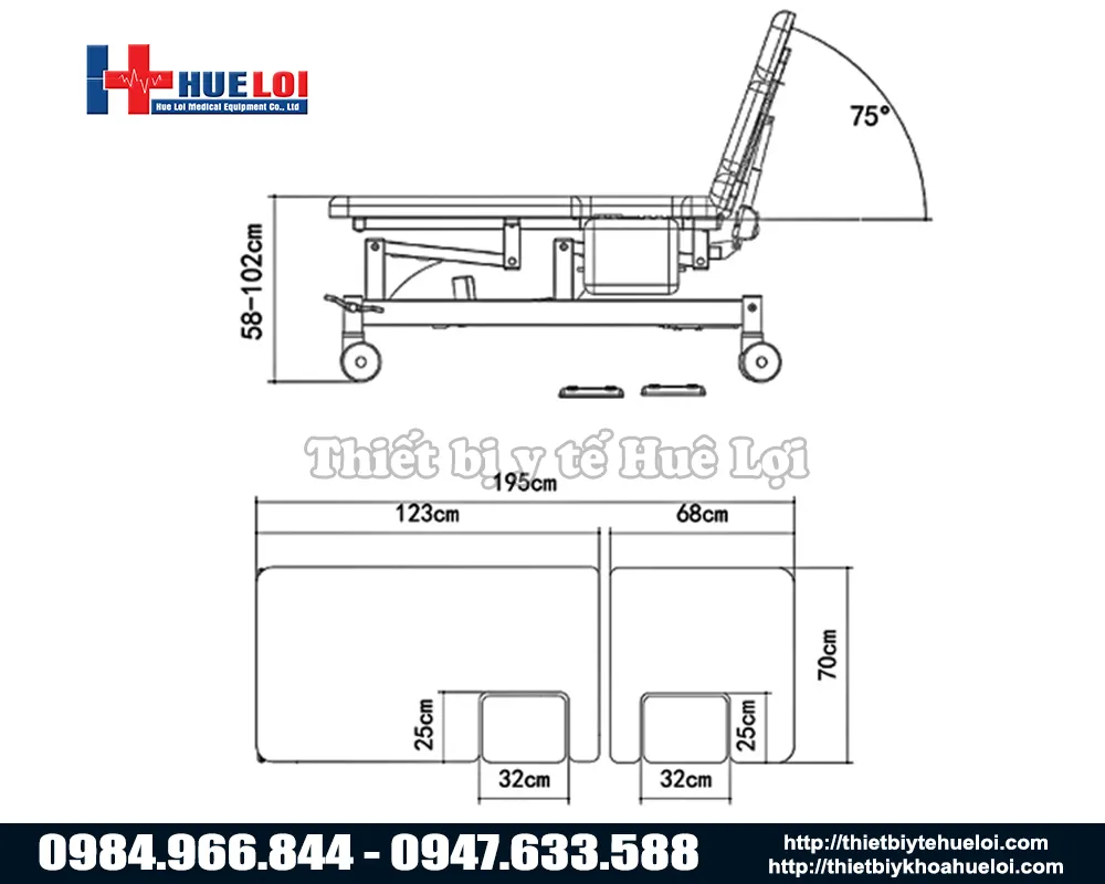 Thông số kỹ thuật bàn thăm khám và phẫu thuật tim mạch chuyên dụng el12c