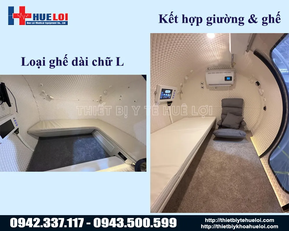 Buồng oxy tăng &aacute;p mẫu giường nằm điều trị cho nhiều người