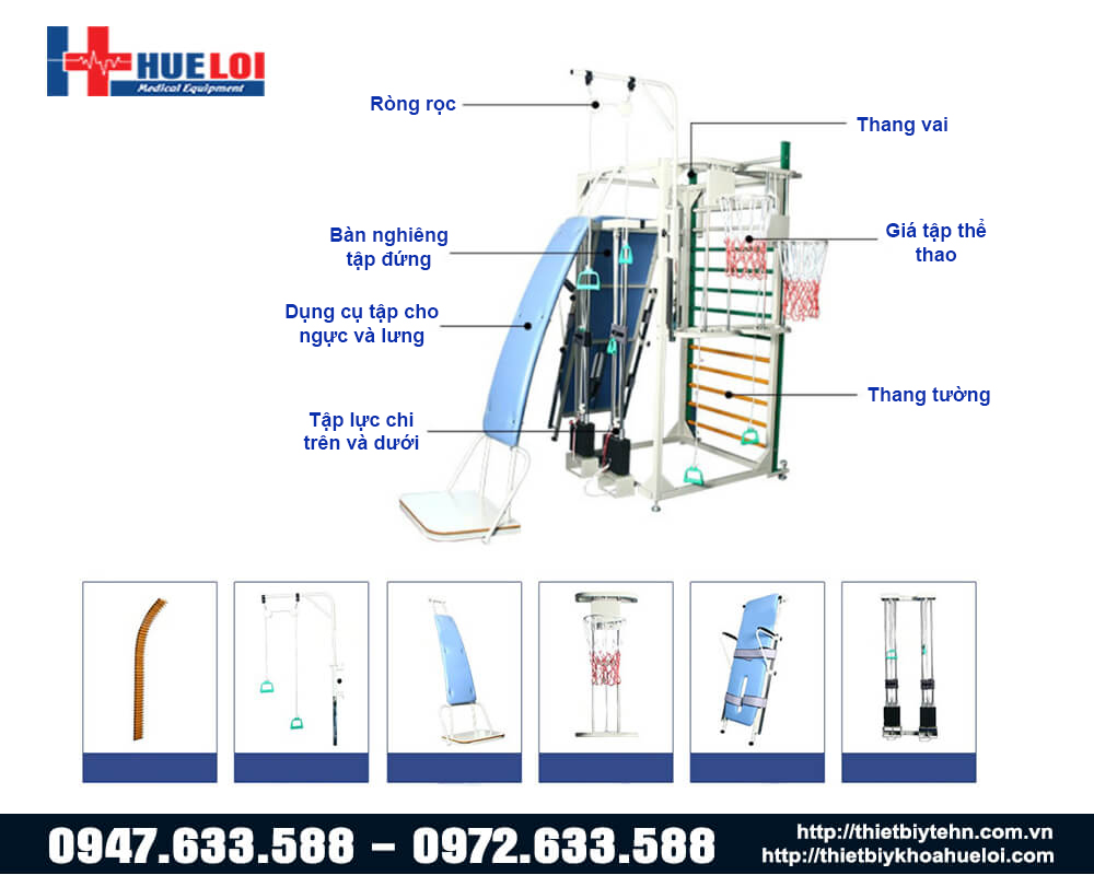 những dụng cụ của phòng tập phục hồi chức năng